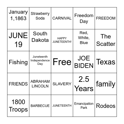 JUNETEENTH BINGO Card
