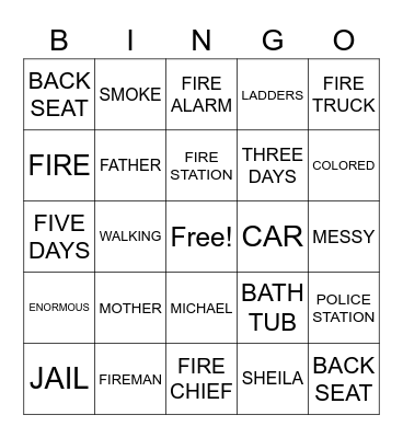 THE FIRE STATION BY ROBERT MUNSCH Bingo Card