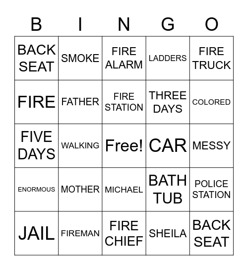 THE FIRE STATION BY ROBERT MUNSCH Bingo Card