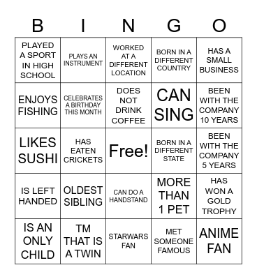 TMAW BINGO Card