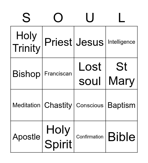 Care For The Soul Bingo Card