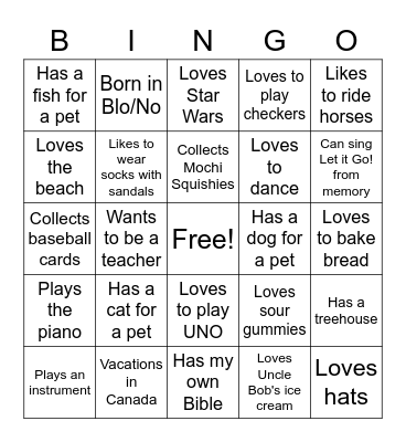 Get to know you BINGO! Bingo Card