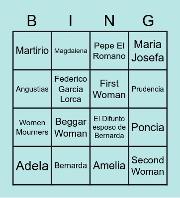 Casa de Bernarda Alba Loteria Bingo Card