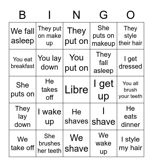 Rutina Diaria Bingo Card