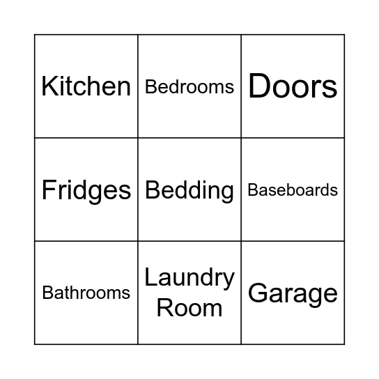 Monthly Chores Bingo Card