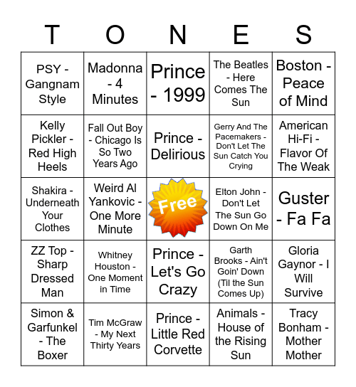 Game Of Tones May 2022 Bingo Card