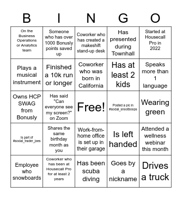 Coworker Bingo - HCP Bingo Card