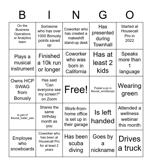 Coworker Bingo - HCP Bingo Card