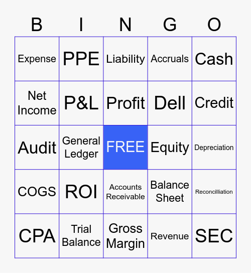 Accounting Lingo Bingo! Bingo Card
