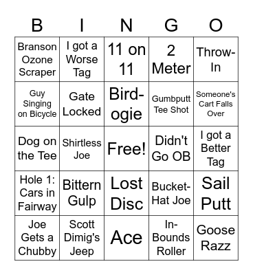 Pinto Lake DG Bingo Card