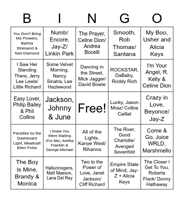 Duets/ Collabs Bingo Card