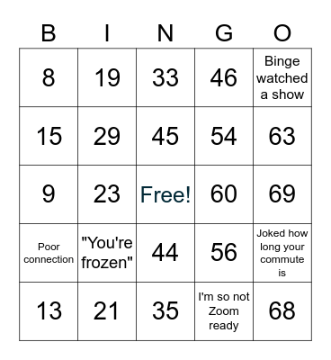 Remote Work Bingo Card
