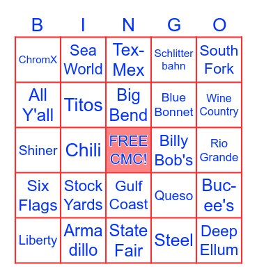 TEXAS Bingo Card