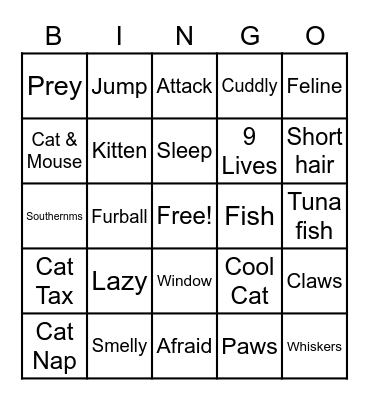 KITTY KAT Bingo Card