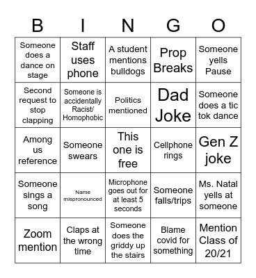 Graduate Bingo Card
