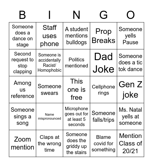 Graduate Bingo Card