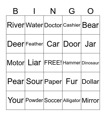 R Bingo  Bingo Card