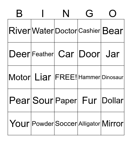 R Bingo  Bingo Card