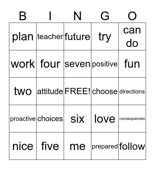 7 habits Bingo Card