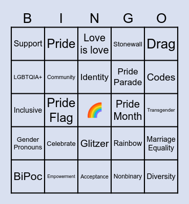 Pride Bingo Card