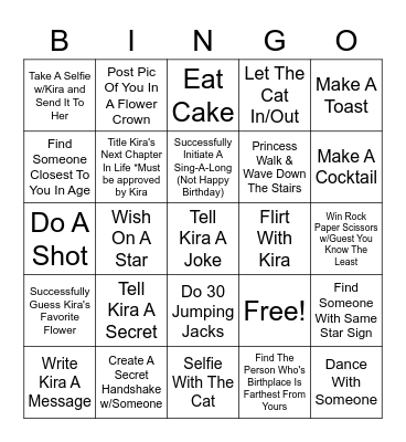 Kira's Fun, Floral, Flirty, 30th Birthday Bingo Card