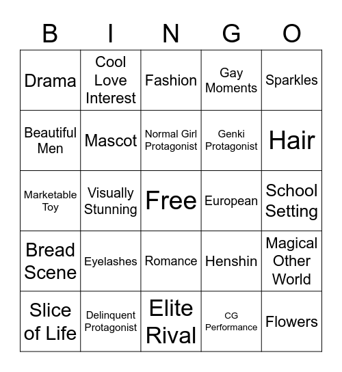 Shoujo Bingo Card