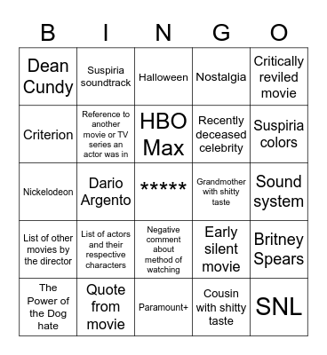 PF4Eva Letterboxd Review Bingo Card