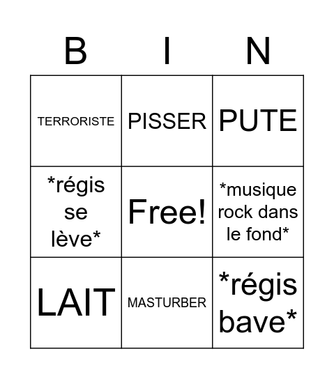 BINGO REGIS Bingo Card