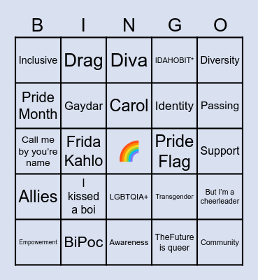 Pride Bingo Card