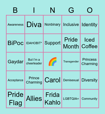 Pride Bingo Card