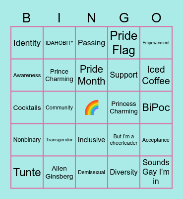 Pride Bingo Card