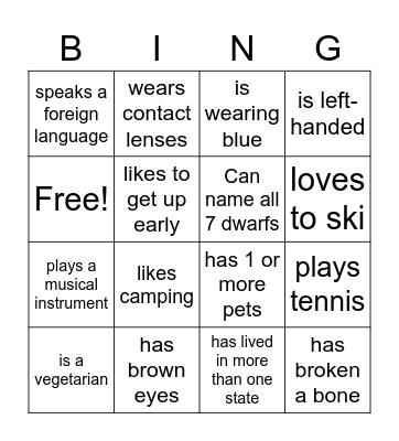 HONORS 100: People Bingo Card