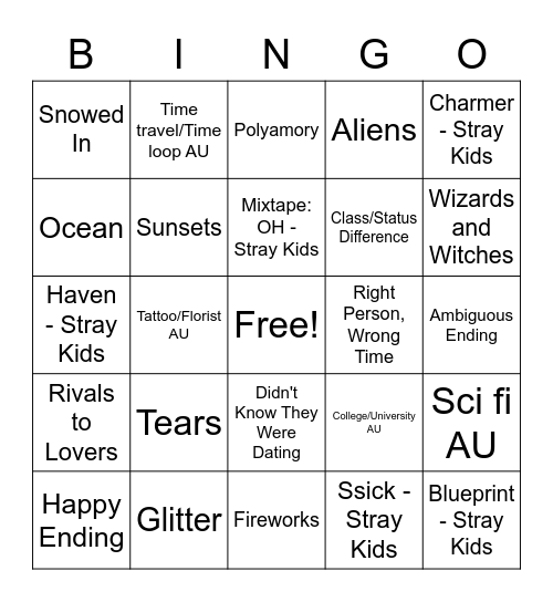 fiddlestixx Bingo Card