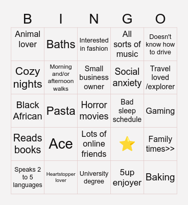 Lovely's Bingo Card