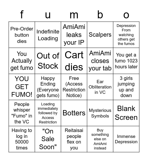 AmiAmi Bingo Card