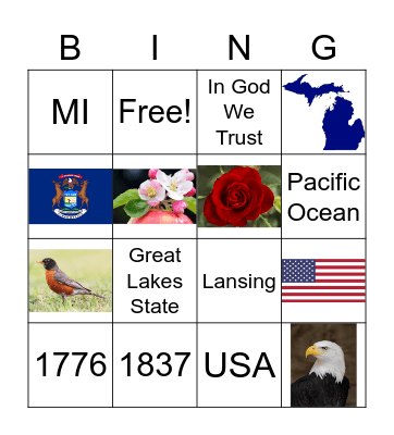 US Geography Bingo Card