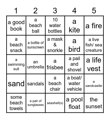 BB Beach Hunt! 🔎 Bingo Card