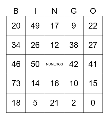 Bingo 1º Ano Bingo Card
