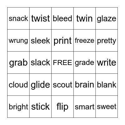 Blends Bingo Card