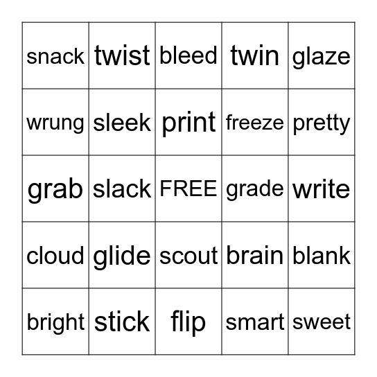 Blends Bingo Card