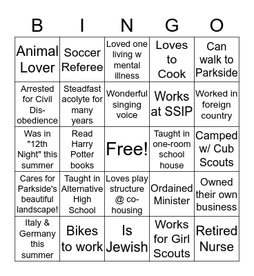 Who Are We? Bingo Card