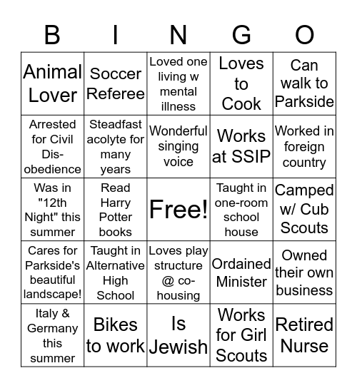 Who Are We? Bingo Card