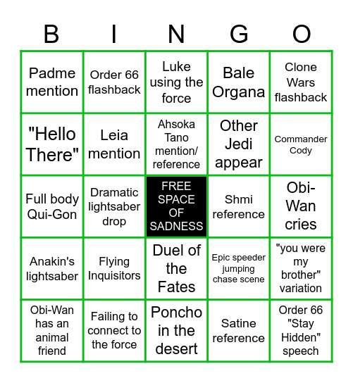 KENOBI SHOW Bingo Card