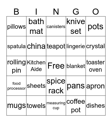 BRIDAL  Bingo Card