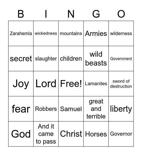 3 Nephi Bingo Card