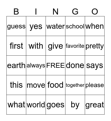 Sight Word Bingo - 4th quarter words Bingo Card