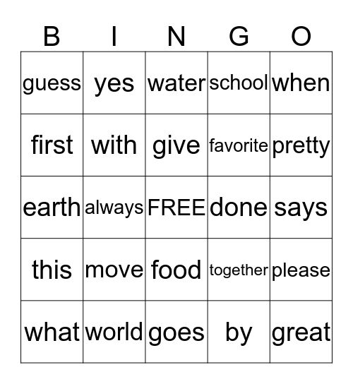 Sight Word Bingo - 4th quarter words Bingo Card