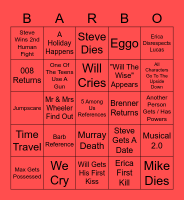 Stranger Things 4 Bingo Card