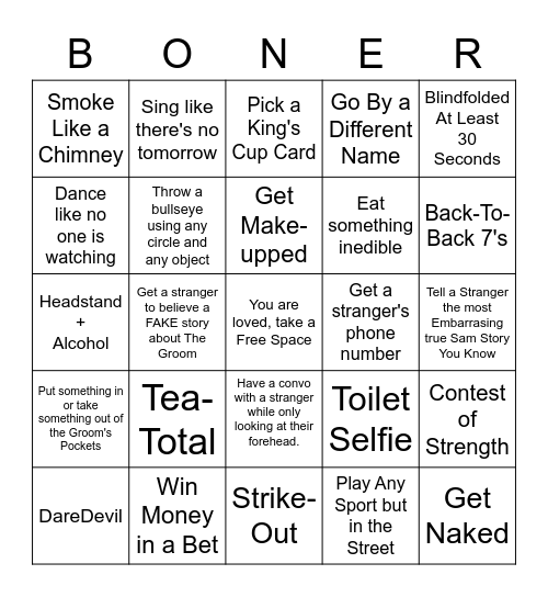 Samuel Sheridan Bingo Card