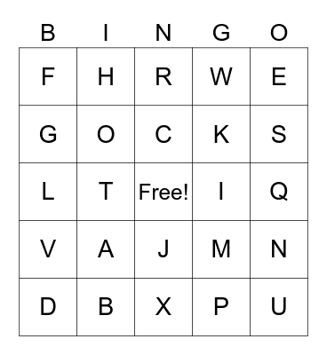 Bingo Letters! Bingo Card